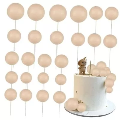  30Pcs Ball Cupcake Toppers Balls Cake Toppes Foam Balls Picks DIY Mini Khaki • $19.18