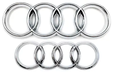 £15.99 • Buy Audi Chrome Silver Rings Front Grille Rear Badge Emblem A3 A4 A5 A6 S3 RS3 273mm