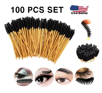 100 PCS Disposable Mascara Eyelash Wands Applicator Brushes Bulk  US Seller  • $5.02