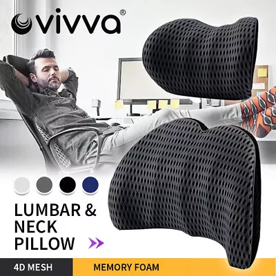$17.62 • Buy VIVVA Car Seat Memory Foam Lumbar Back Neck Pillow Cushion Chair Support  Office