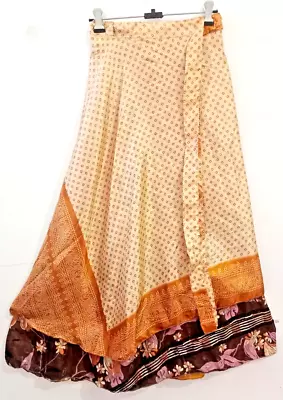 Handmade Silk Sari Skirt Women Silk Beach Skirt Reversible Magic Wrap Skirt Maxi • $36.14