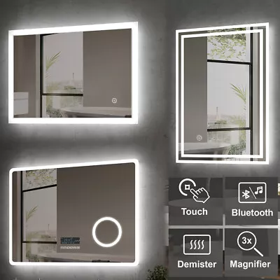 Illuminated LED Bathroom Mirorr Lights Demister Pads Touch/Button Switch Heated • £83.99