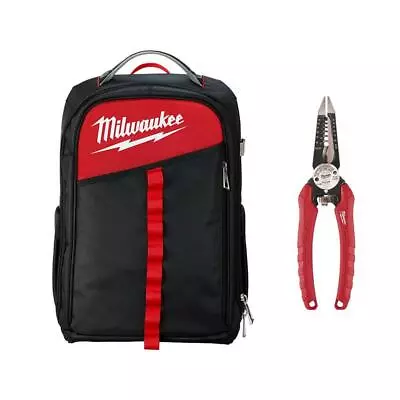 Milwaukee Low Profile Tool Backpack 22-Pockets W/ 6-in-1 Wire Strippers Pliers • $91.14