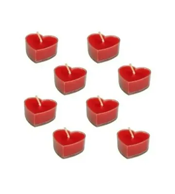 8x  Valentines Day Candles Red Love Heart Shaped Romantic Dinner Decoration • £4.79