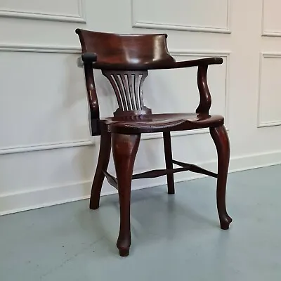 Antique Solid Mahogany Captains Desk Chair C1900 • £550
