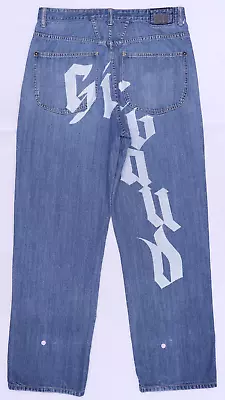 C5228 VTG Marithe Francois Girbaud Spell-Out Denim Baggy Jeans Size 34 • $22.99