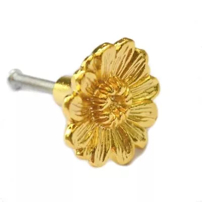 6 Pcs Vintage Gold Round Drawer Knobs Retro Flower Shape Furniture Handles De... • $20.79