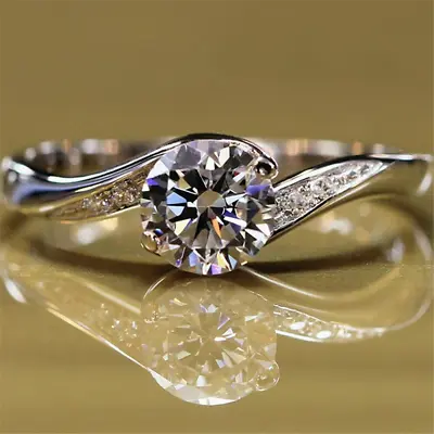 £133.38 • Buy 2.38 TCW Round Cut Brilliant Moissanite Engagement Ring In 14K White Gold Plated