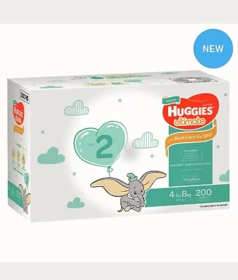 $114.98 • Buy Huggies Unisex Ultimate Nappies Size 2 Newborn 4-8kg 200 Nappies