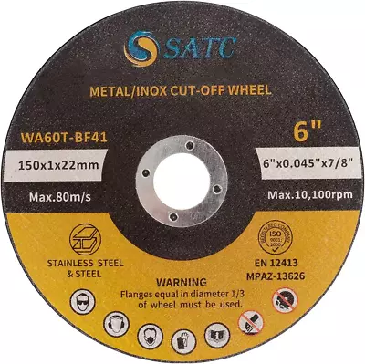 Cutting Wheel 6 X.045 X7/8  Cut Off Wheels 6 In Cut Off Wheels For Metal 25 PCS • $29.18