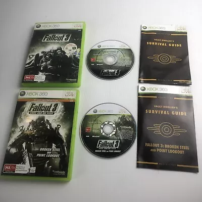 Fallout 3 And Add On Pack Broken Steel And Point Lookout DLC Xbox 360 Free Post • $29.95