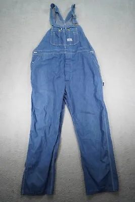 Big Smith Bib Overalls 46x30 Mens Carpenter Farmer Denim Blue Jeans USA Vintage • $31.88