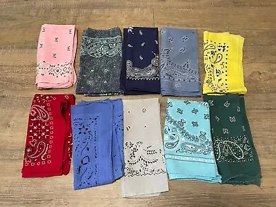 10 Vintage Bandana Handkerchief Paisley Cotton Colorful Scarf - UNISEX READ • $15