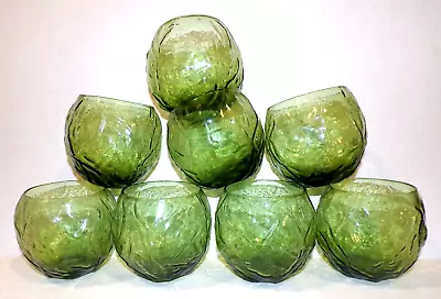 $99.99 • Buy MCM Green Crinkly Roly Poly Glasses Morgantown Seneca Driftwood 8 Cabbage VTG