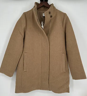 J Crew Women's Button-Neck City Coat. Color Heather Acorn. Size 8.  Retail $298 • $99.99