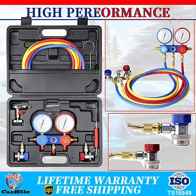 PRO AC Manifold Gauge Set 3-Way Fit R134A R22 R12 R502 Refrigeration Charging • $45.99