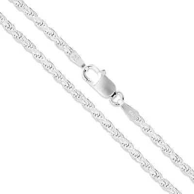 Sterling Silver Necklace Diamond-Cut Rope Chain 2mm 925 • $18.59