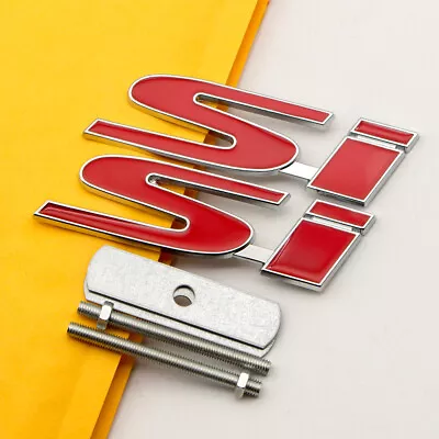 Chrome Red Metal Front Si Grille Logo + Car Lid Trunk Sport Mugen Emblem Badge • $11.99