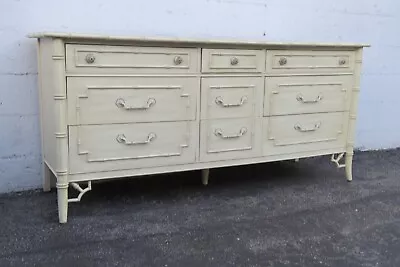 Thomasville Hollywood Regency Painted Faux Bamboo Long Dresser 5308 • $945