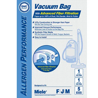 Aftermarket Miele FJM And Type H 5 Pk Cloth Bags W/2 Filter • $13.11