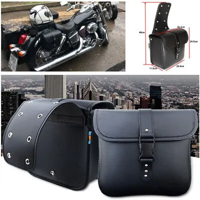 US L+R Waterproof Motorcycle PU Leather Saddle Bags Storage Tool Pouch Bag Pair • $59.99