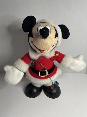 Vintage 1998 Mickey Mouse Santa Entangled In Christmas Lights 12.5 Inch Figure • $14.99