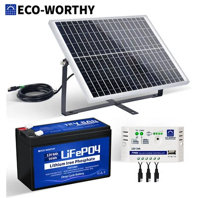 £52.99 • Buy 25W Mono Solar Panel Kit 12V 8AH LiFePO4 Battery 10A Charge Controller RV Boat