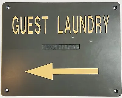 Vintage Motel 6 Guest Laundry W Braille Point Left Arrow Sign Original Cstr More • $39.99