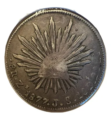 Silver 1877 Mexico One Peso • £49.50