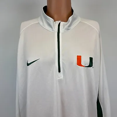 Nike Miami Hurricanes Quarter Zip Dri Fit Jacket NCAA College White Size 2XL • $41.99