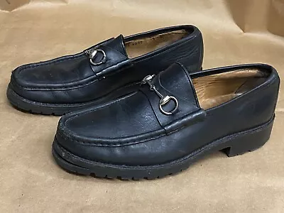 Men's Gucci Lug Sole Leather Horsebit Loafers 111 6030 Size 9 • $179