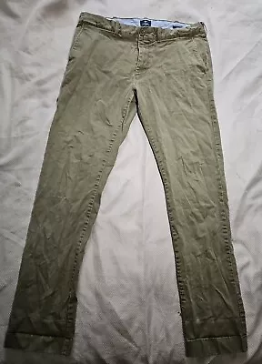 J Crew Mens Pants Size 32x32 Olive Green Chino Flat Front Slim Slack Trousers  • $19.85