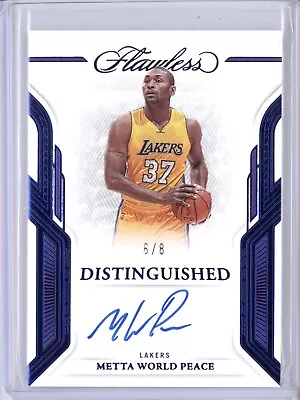 Metta World Peace Artest 2022-23 Panini Flawless Distinguished Auto Sapphire 6/8 • $0.99