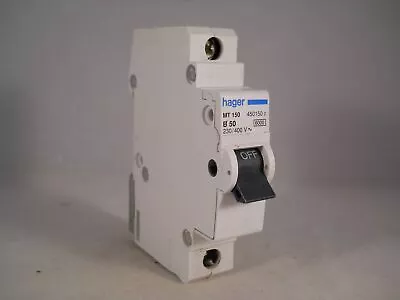 Hager MCB 50 Amp Single Pole Circuit Breaker Type B 50A B50 450150 MT150 • £8.95