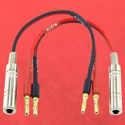 1/4 TS To Banana Plug Speaker Cable 6.35 Mm 1/4 Female Mono Adapter 8 Inches 2 • $19.69