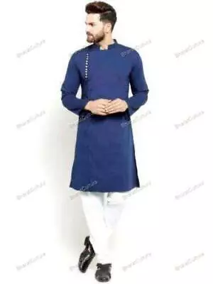 Mens Kurta Clothing Fashion Shirt Traditional Mens Short Kurta Cotton India Dres • £17.40