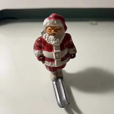 Vintage Christmas Cast Metal Figurine Skiing Santa Without Poles Made In U.S.A. • $20