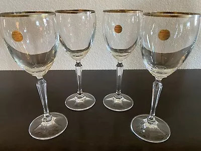 4 ECHT BLEiKRISTALL Crystal Wine Claret Glasses PLATINUM Rim * STUNNING Mint! • $18.50