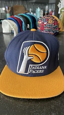 Indiana Pacers Hat Cap Snap Back Blue Yellow Basketball Mitchell Ness Mens • $19