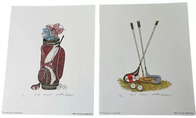 Golf Lithograph Martha Hinson Prints Penciled Signed Tee Time Club House Links • $21.99