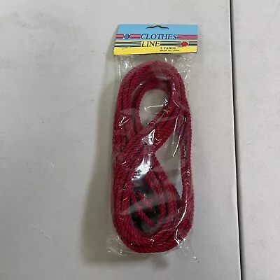 Vintage 5 Yard/15 Feet Red Vintage Clothes Line With Black Hooks For Hangdrying • $13.32