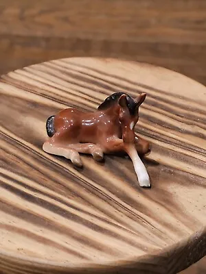 VTG Horse Figurine Bone China Brown Lying Colt Made In Japan Miniature H4688 • $13.98