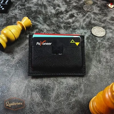 Genuine Cow Leather Card Holder | Black Cow Leather Card Holder | Gift For Him • £9.99