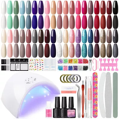 Full Gel Nail Polish Set With Led Lamp Nail Tools Soak Off Gel Nail Starter Kit • £25.99