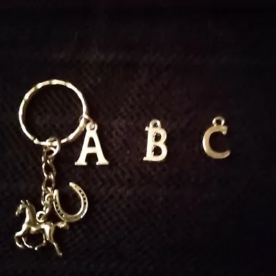 £2.99 • Buy Keyring Horse/ Horseshoe And Silver Plated A-z  Initial Of Your Choice 