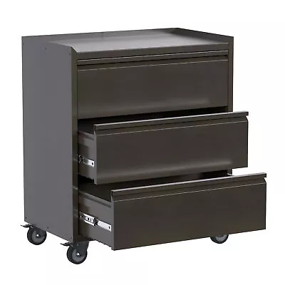 AOBABO Steel Rolling Tool Storage Chest 3 Drawer Cabinet With Wheels Black • $193.99