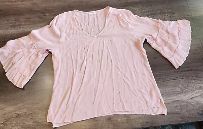 Maurices Pink Women's XL Ruffled Bell Sleeve Shirt NWOT • $12.99