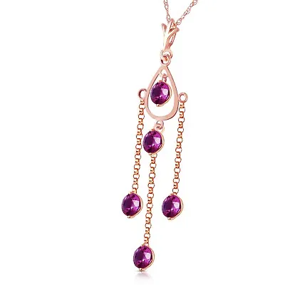 14K. SOLID GOLD NECKLACE WITH NATURAL AMETHYST (Rose Gold) • $501.44