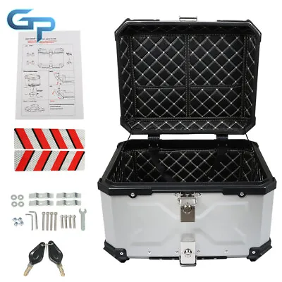 Waterproof 55L Motorcycle Aluminum Hard Trunk Top Case Luggage Tail Box Storage • $150.05
