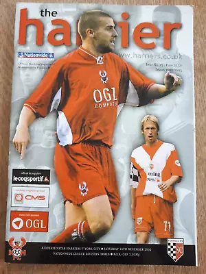 Kidderminster Harriers V York City League Division 3 Programme 14th Dec 2002 • £1.95